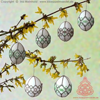 Preview: 461 Klöppelbrief Verzierungen für Ostereier mit 6 verschiedenen Mustern